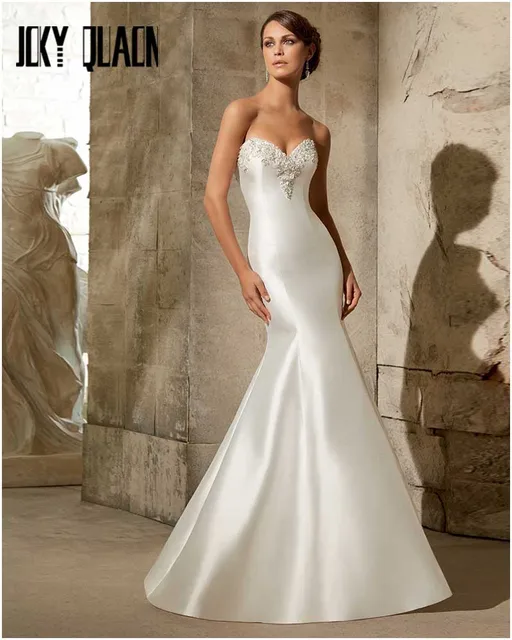 joky quaon backless sin mangas de la sirena satinado vestido de
