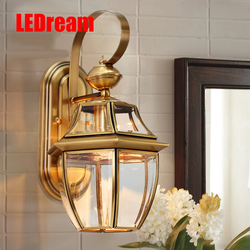 

Outdoor garden wall lamp waterproof wall lamp balcony full copper Europe type restoring ancient ways American wall lights
