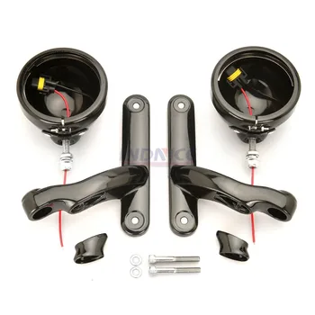 

Gloss black fog lamp housing electra glide FLHT fog lights brackets street glide LED 4.5'' fog light outer for Harley motorcycle