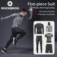 ROCKBROS erkekler's spor takımları koşu setleri hızlı kuru ter emici spor Joggers eğitim spor spor eşofman koşu setleri