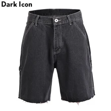 Свободные джинсовые шорты с темной иконой для мужчин, летние мужские шорты в винтажном стиле