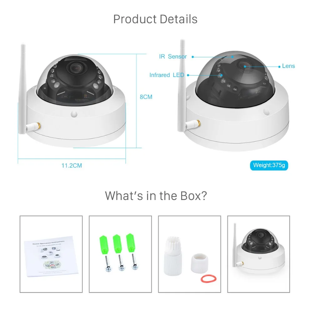 HD 720P 1080P IP WIFI камера 32 Гб SD карта ИК 20 м ночного видения объектив 3 6 мм 1 0 МП 2
