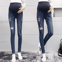 Maternity Jeans for Pregnant Woman Hot Sale Holes Elastic Waist Denim Pants Clothes for Pregnant Women Legging Plus Size B334