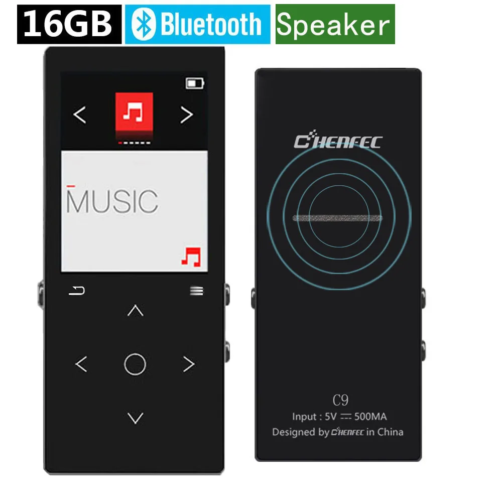 Chenfec C9 текстурный металлический динамик плеер Bluetooth MP3 плеер 16 Гб радио звук без потерь воспроизведение, FM радио и рекордер, Walkman