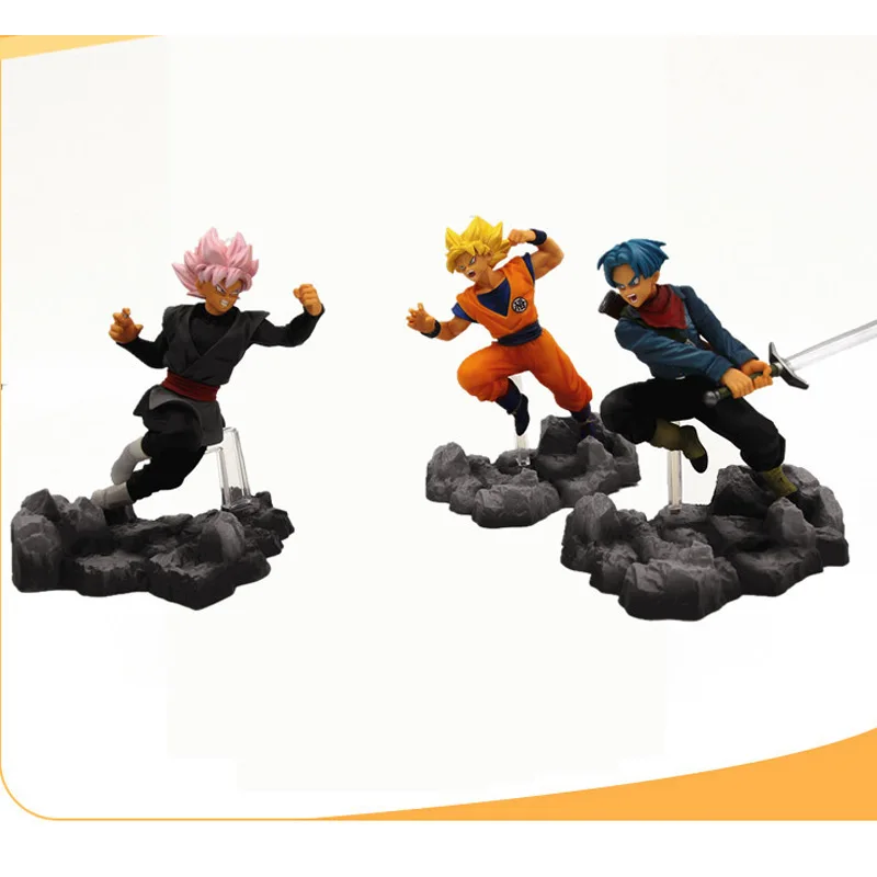 

3pcs/lot 12-13cm Anime Dragon Ball Z Super Soul X Soul Son Goku Trunks Black Goku PVC Figures Model Toys with Opp Bag