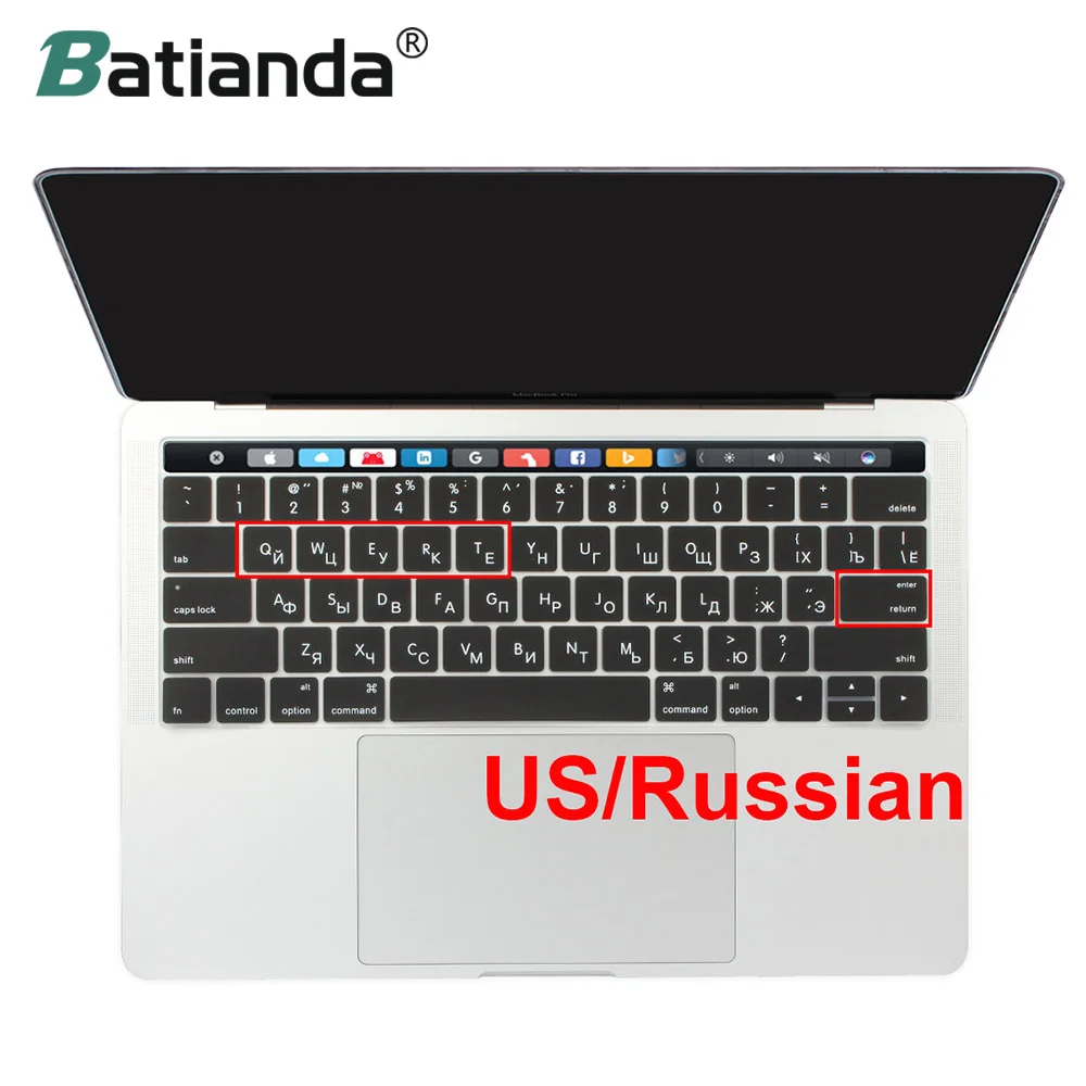 US Russian Layout For Macbook Pro 13.3 15.4 inch New 2016 2017 Model ...