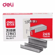Deli staples 1000 pcs/box 24/6 7*3.7*1.5cm office Staples for Stapler Paper Binding Stationary Stainless steel stapler school universal office series 24 6 steel staples silver