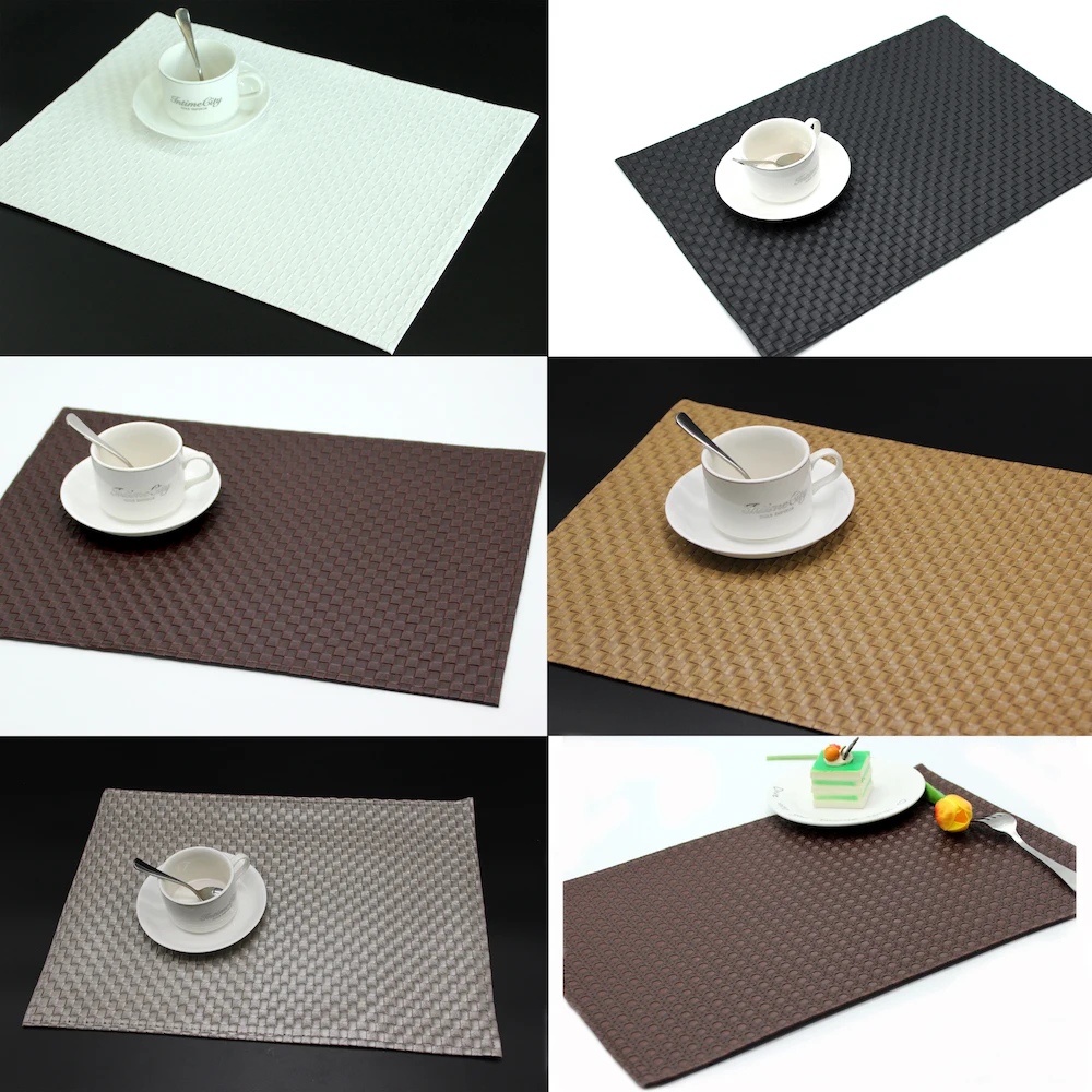 

2Pcs PU LEATHER Placemats Rectangle Europe Style Table Mat Home Decoration Dinning Coaster Pad