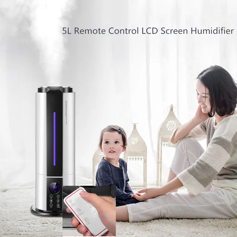 

GXZ 5000ml Remote Control Air Humidifier 3 Modes Mist Maker LCD Screen Smart Timing Air Fogger Household Air Purifier