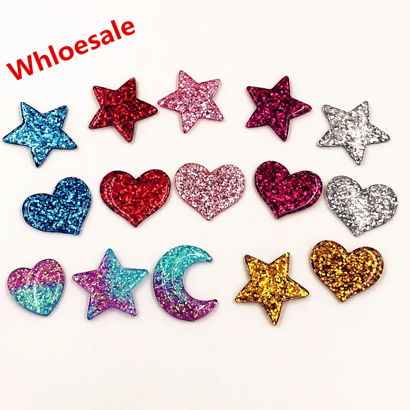 

Wholesale 100Pcs Heart Stars Resin Flat Back Cabochons Decoration Scrapbooking Craft Fit Phone Embellishments Diy Accessories