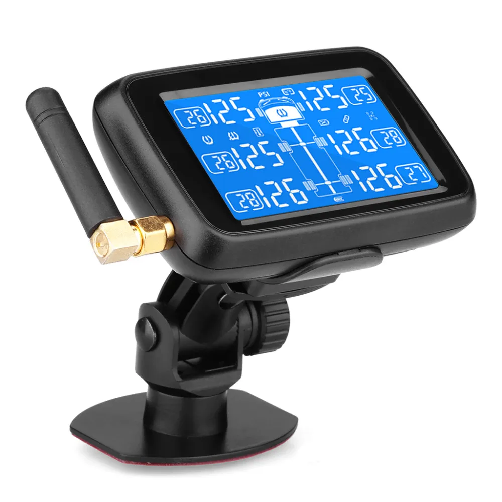 CAREUD U901 Auto Truck TPMS Car Wireless Tire Pressure Monitoring System with 6 External Sensors Replaceable Battery LCD Display
