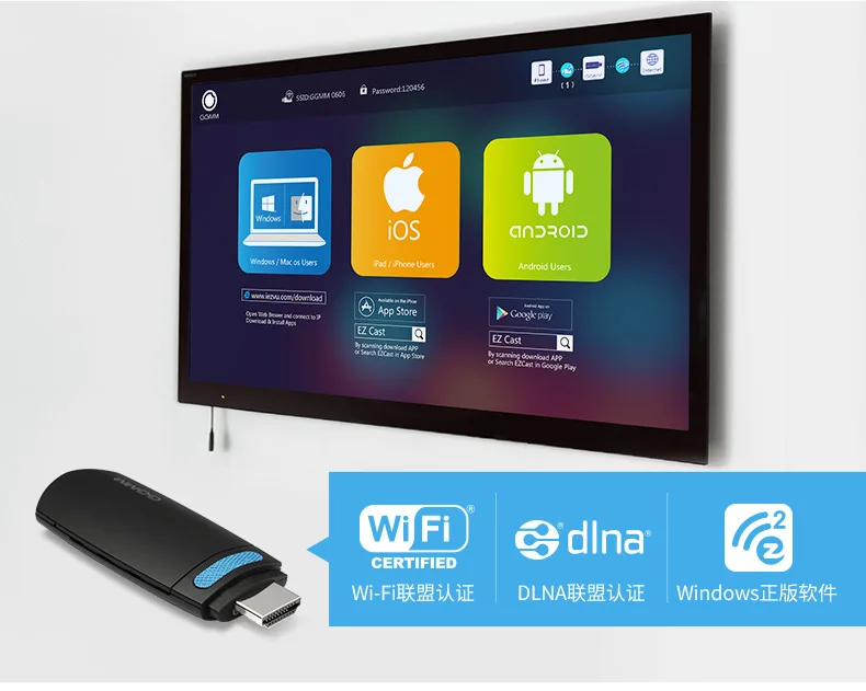 WiFi беспроводной HDMI co экран 2,4g+ 5g HD видео Трансмиссия airplay для проекции IOS windows android телефон