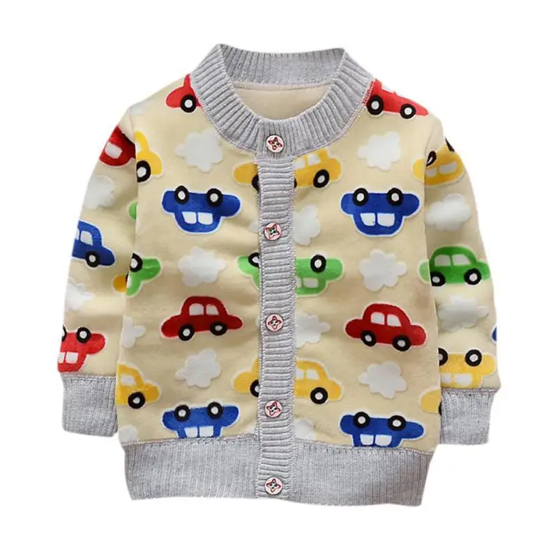 Кардиган для маленьких мальчиков и девочек, вязаный свитер, свитера с рисунком автомобиля, хлопковая детская одежда, верхняя одежда - Color: Yellow