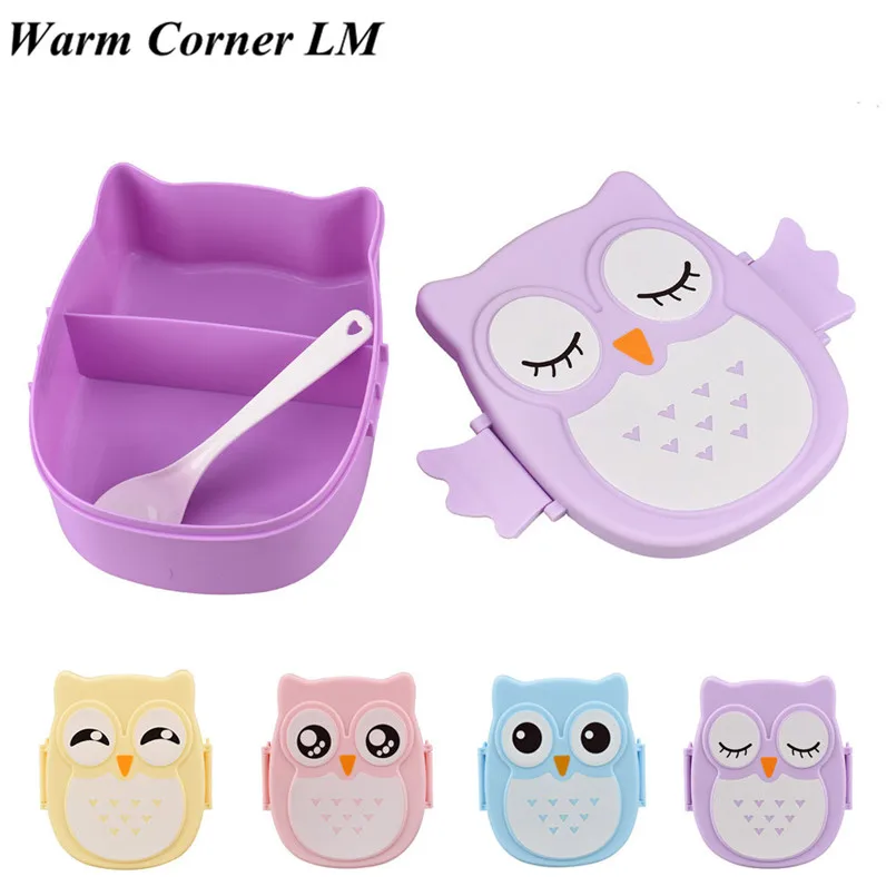 

1set Lunch Box High Quality Owl Food Container Storage Box Portable Bento Box Lunch Bag Spoon Free Shipping Dec 22