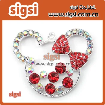 

Wholesale rhinestone Mickey pendants with bowknot for chunky necklace