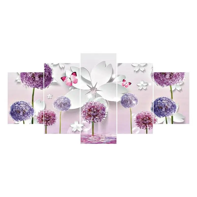 

5-pictures Combination Kits Dandelion 5D DIY Diamond Embroidery Home Diamond Painting Cross Stitch Full Rhinestone Decoration
