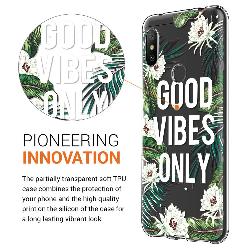 Flower Patterned Clear Slim Soft TPU Case Cover on sfor Xiaomi Mi 9 8 Lite A2 A1 Redmi Note 7 6A 6 S2 5 F1 Silicone Phone Coque  (1)