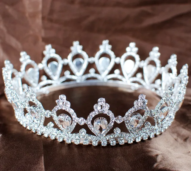 luxurious queen princess crowns full circle round tiaras rhinestones