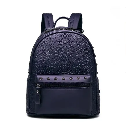 Модные женские рюкзаки, сумки, винтажные школьные сумки для девочек, черный кожаный рюкзак, Mochilas Mujer PT1016 - Цвет: blue