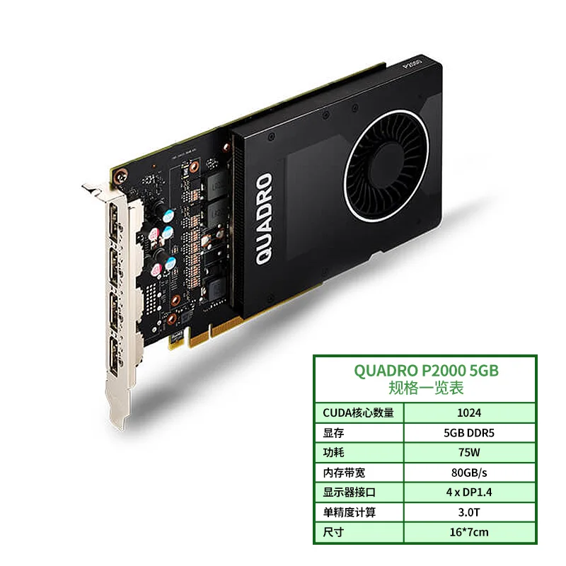  Leadtek NVIDIA Quadro P2000 5GB Professionelle Grafik Design 3D Modellierung Rendering Grafikkarte 