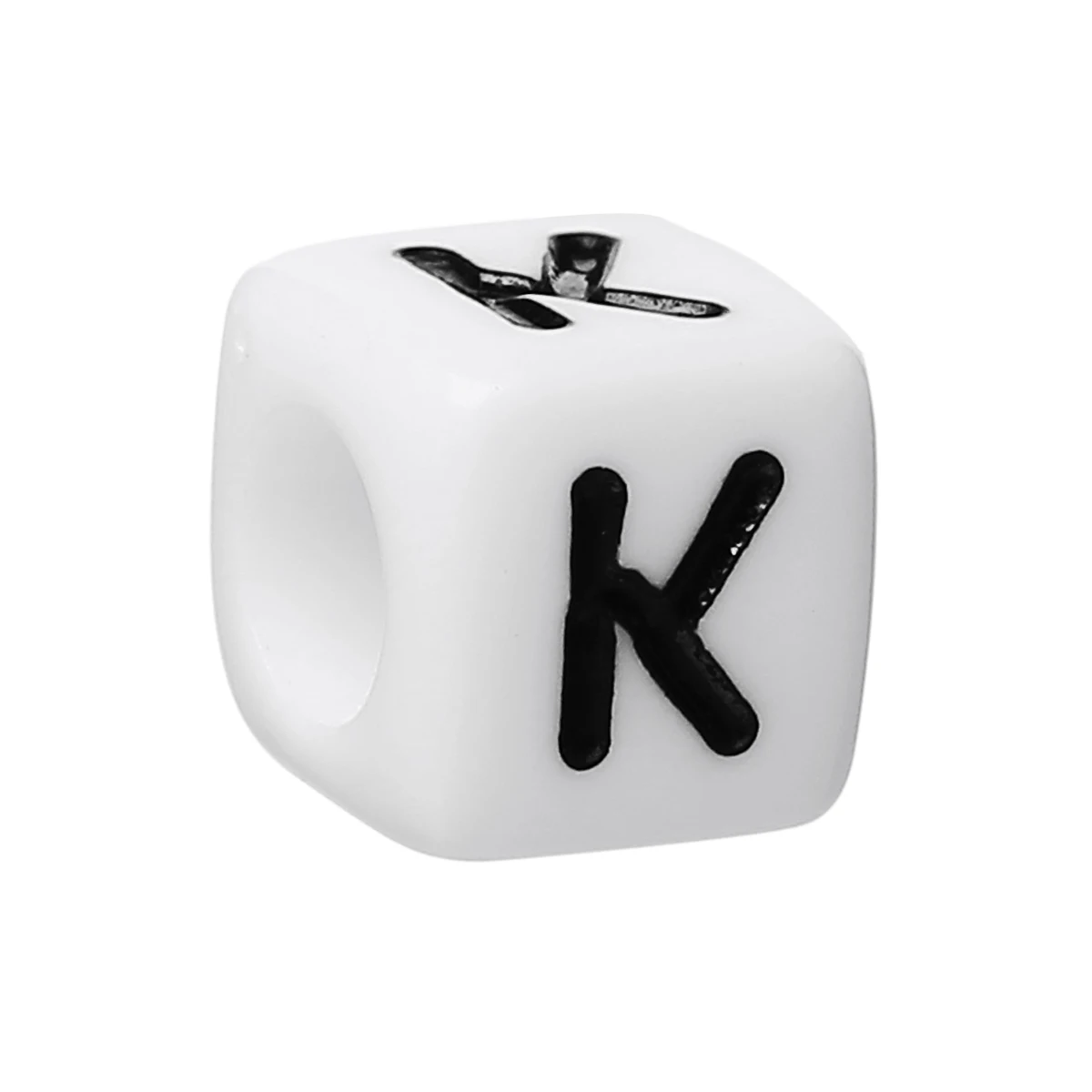 

DoreenBeads Acrylic Spacer Beads Cube White Letter Pattern About 6mm( 2/8") x 6mm( 2/8"), Hole: Approx 3.5mm, 30 Pieces