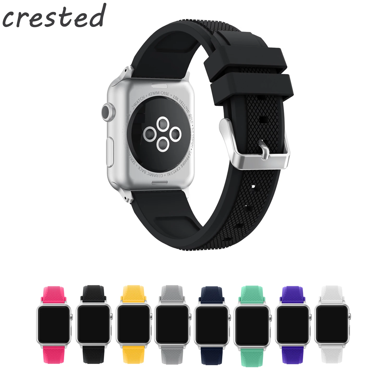 

CRESTED sport soft silicone strap for apple watch iwatch 3/2/1 42mm 38mm bracelet watch band Pineapple pattern watch strap