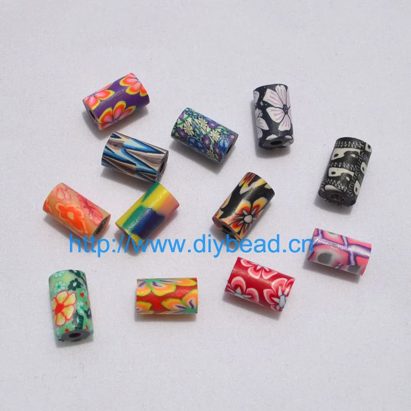 

50pcs Jewelry Accessories 11*6mm polymer clay Cylinder Shaped Spacer Mix color Necklace Department Grapheme Fimo Slices