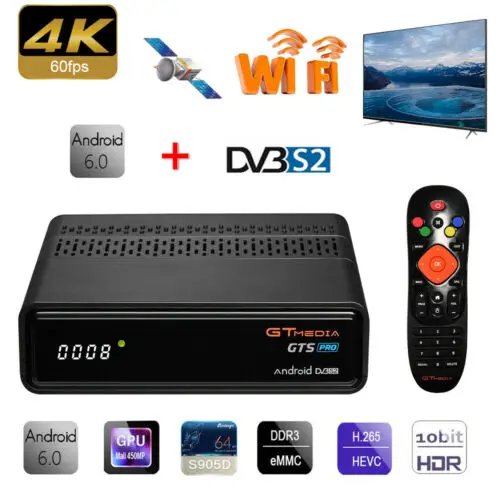 

GTMEDIA GTS PRO smart tv box Android 6.0 4K HDR Quad Core 2G 8G built in WIFI Google Cast Netflix IPTV Set top Box Media Player