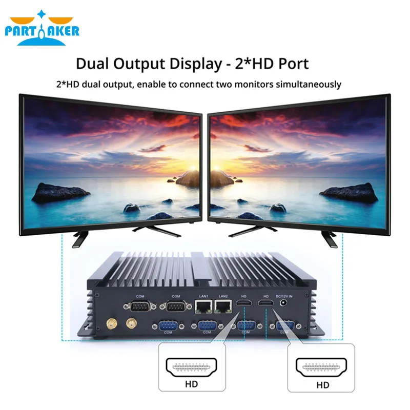 Мини ПК i3 5005U Windows 10 двухъядерный мини компьютер с 2 Lan 6 RS232 маленький настольный Hdmi
