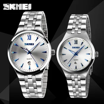 

SKMEI 9071 Men/Women/Lover/Couple Simple Stainless Steel Quartz Wristwatches Fashion Watch Waterproof Watches Relogio Masculino