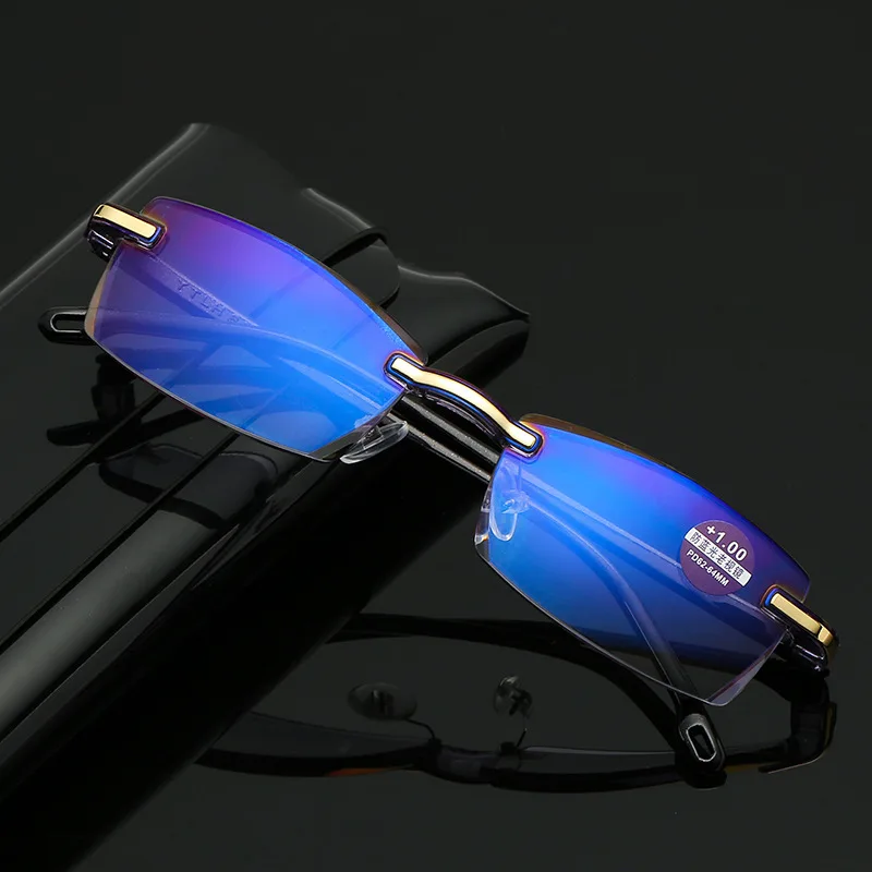 

Fashion Rimless Square Reading Glasses Men Anti-blue Radiation Computer Glasses Women Presbyopia Eyeglasses +1.5 +2.0 +2.5