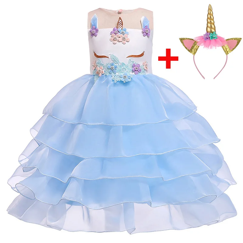 Детские нарядные платья для девочек платье с единорогом на Хэллоуин для девочек 2 предмета, детское платье-пачка принцессы для девочек возрастом от 3 до 10 лет, L5066