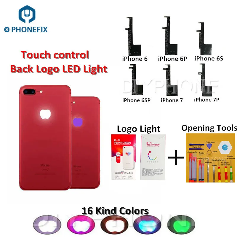 

PHONEFIX 16 Colors Back Logo Night Glow Lamp Flex Cable Lighting LED Touch Control Back Logo Replacement Flex Cable For iPhone 7
