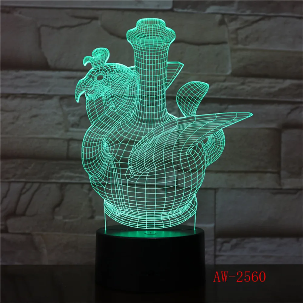 Лебедь светодиодный 3d-ночник с Сенсор маленьких декоративное украшение, меняющее цвет Спальня атмосферный ночник тумбочка лампа AW-2560