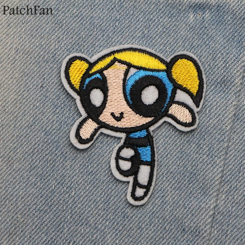 Patchfan The Powerpuff девушки вышитые железные нашивки значки лоскутное шитье куртка с аппликацией рюкзак значки-наклейки A1470