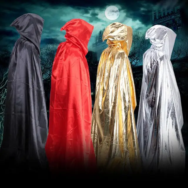 adult witch long gold silver red black halloween cloaks hood and capes halloween costumes for women