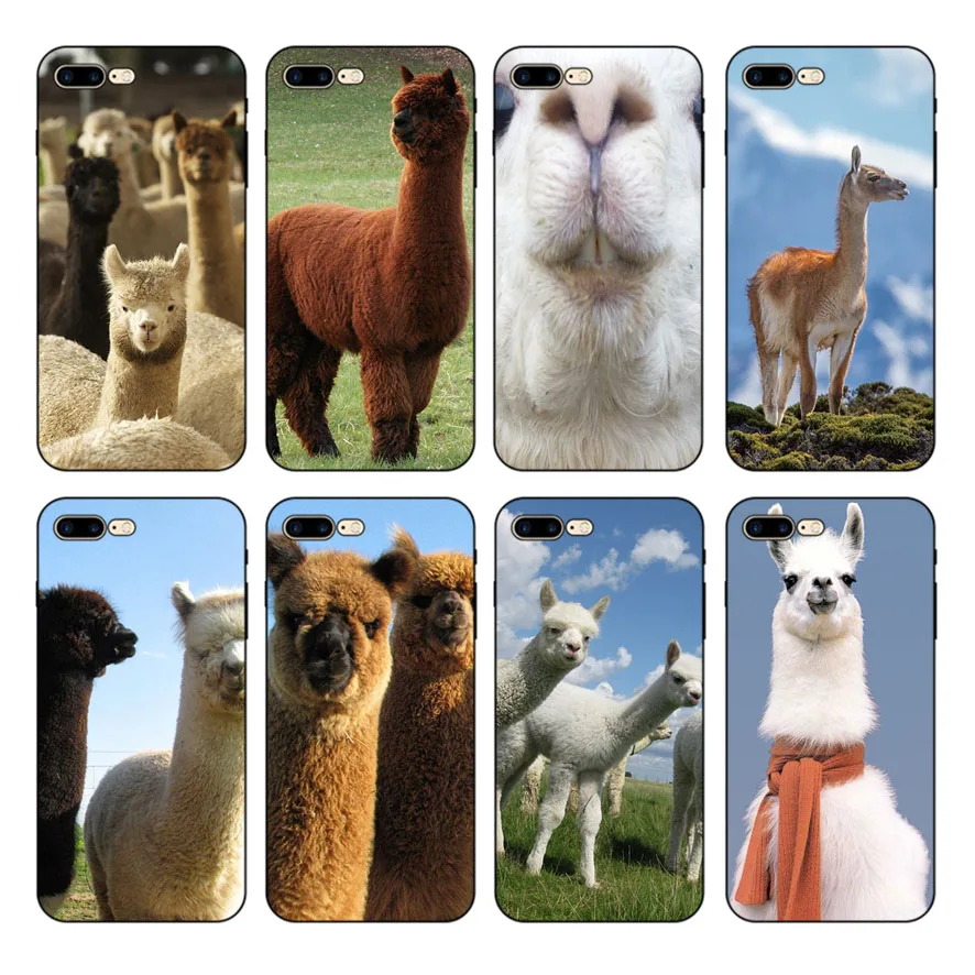 

HOUSTMUST Funny Alpaca Black Soft Phone Case Cover For iPhone 6 6s 7 8 X 5 5S SE 6plus 7plus 8plus XR XS max phone case