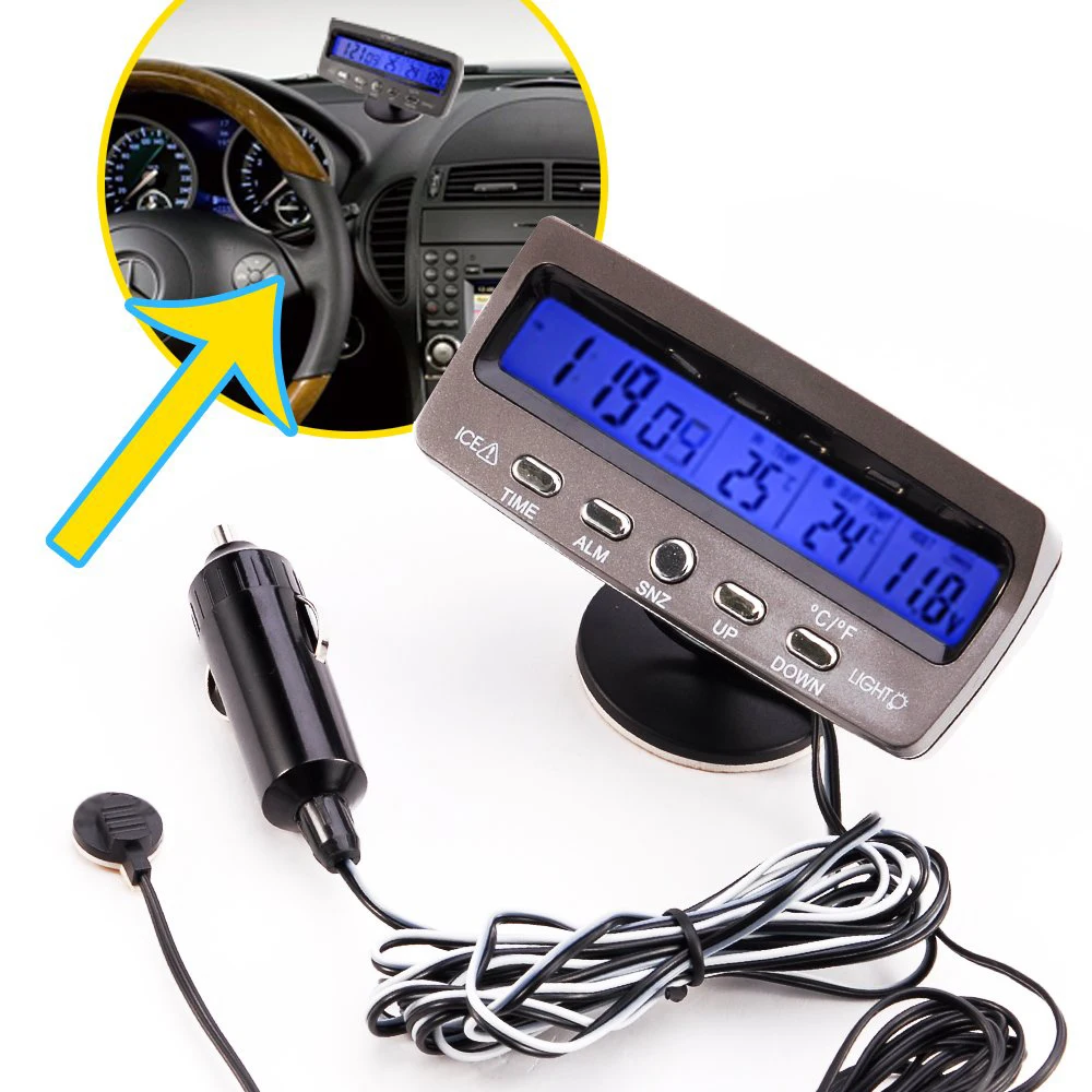 

Voltage detector temperature Car Auto Lcd display digital display thermometer alarm clock alarm Control