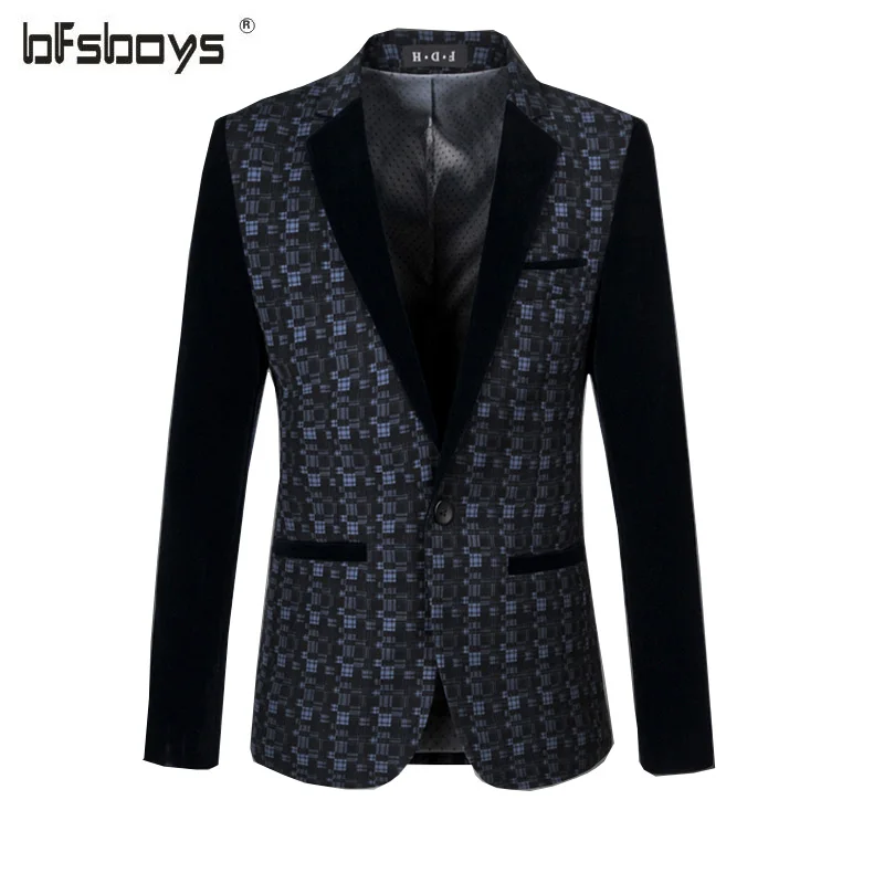 Top Suit Jacket Men Blazers 2016 New Arrival Brand Fashion Plaid High
