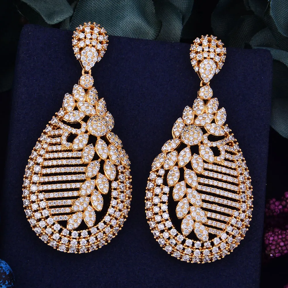 Женские серьги GODKI 63 мм модные в виде цветов с фианитом|earrings fashion|women fashion earringsweddings