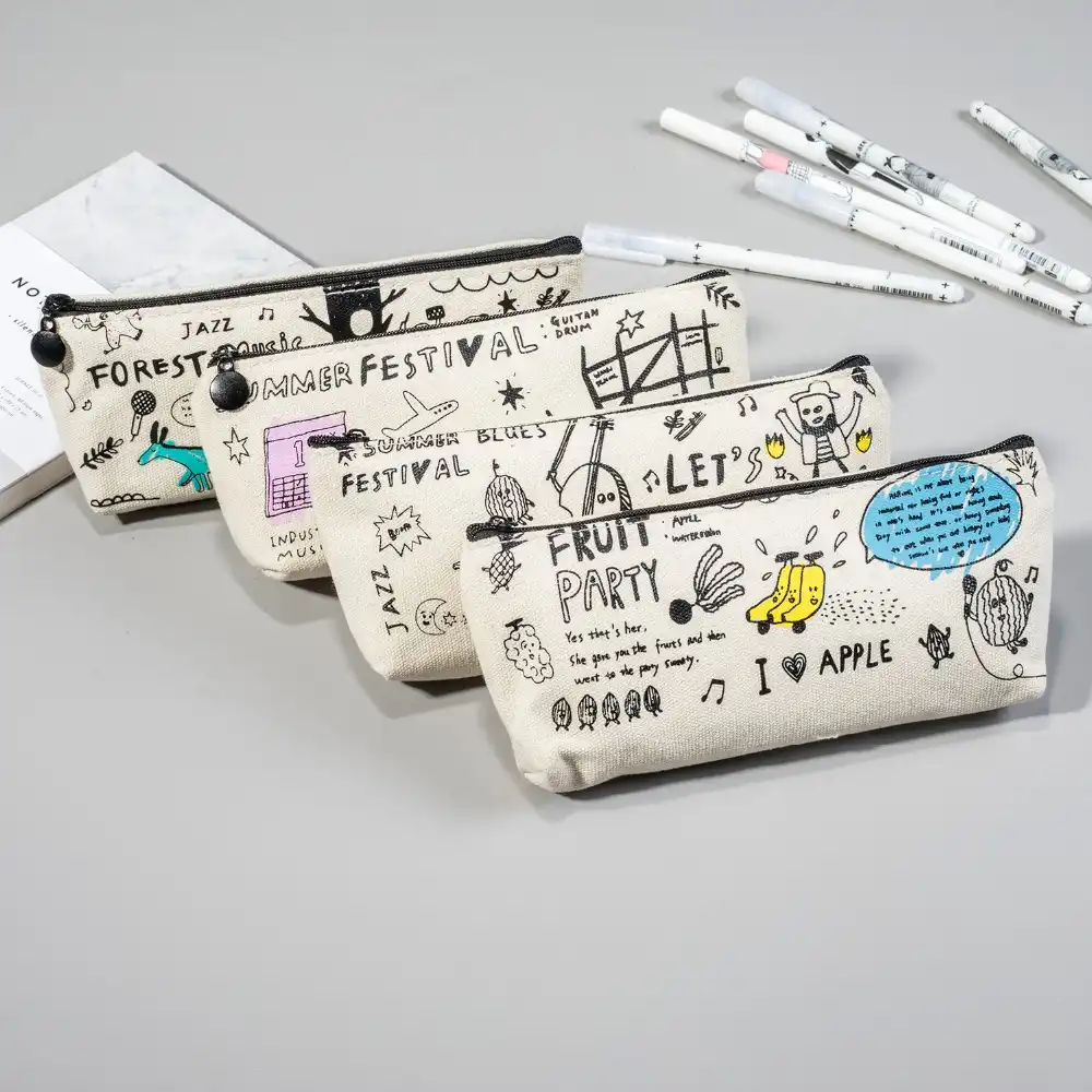 新しい筆箱の学用品キャンバス鉛筆バッグ人格潮ささやきシンプルな大容量のペンボックス Pencil Bag Canvas Pencil Bagschool Pen Box Aliexpress