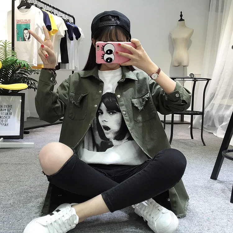 2018 Spring Autumn New Long Section Lapel Tassel Denim Jackets Women Loose Casual Long Sleeve Female'S Thin Basic Jacket Coats (22)