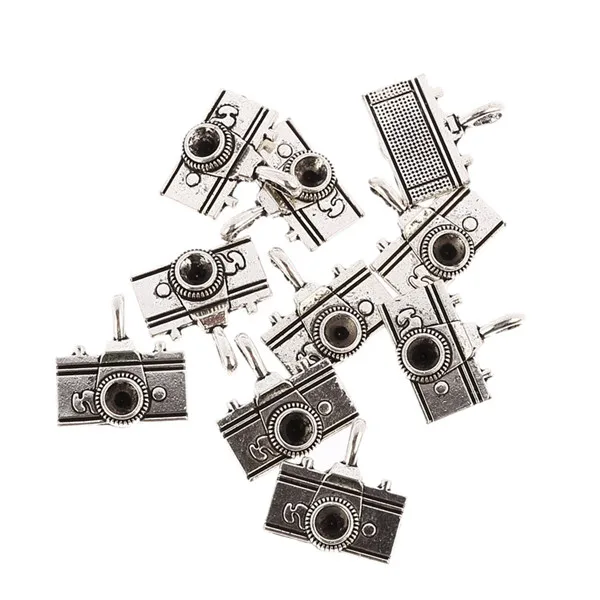 

Fashion Plated Tibetan Silver camera Charms Pendants For Necklace DIY Jewelry making 20x20mm 20pcs