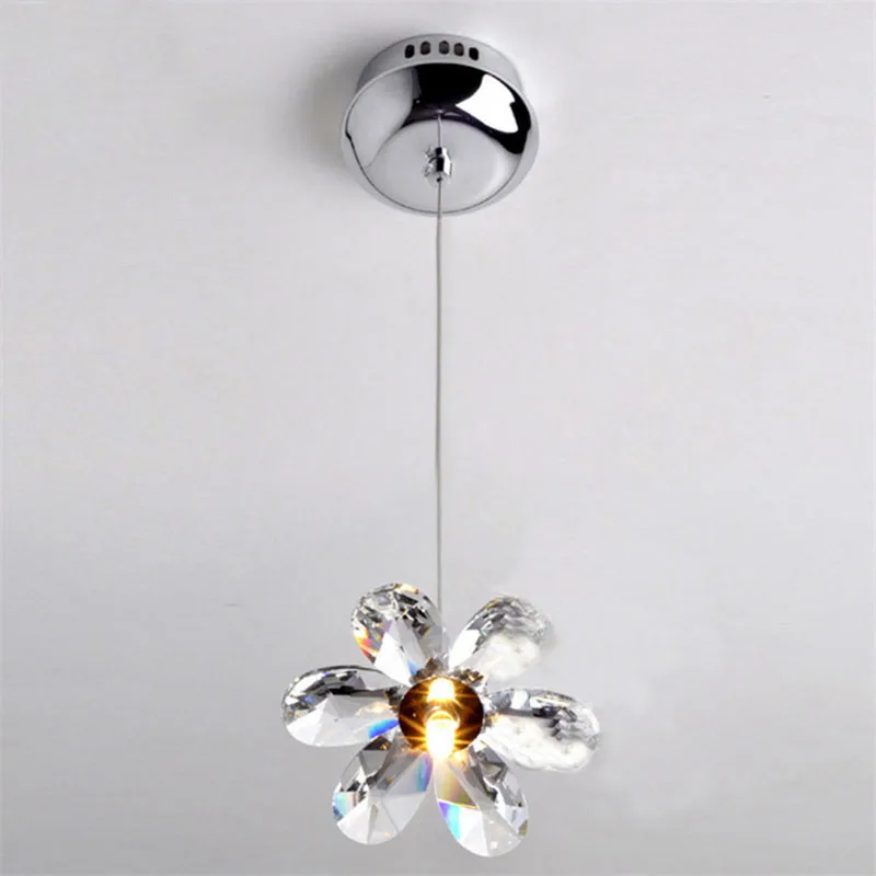 DIY Mini Modern Simple Crystal Flower Pendant Lights Hanging Lamp
