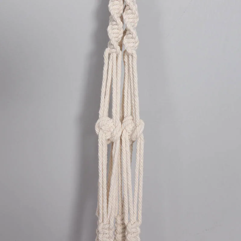 Cotton Rope Woven Wooden Ring Hanging Basket Net Basket for Flower Pot Plant KM88
