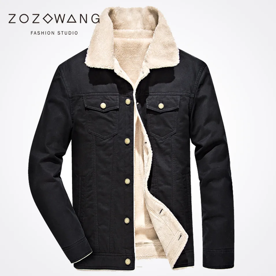 New 2017  Zozowang solid stand Single breasted loose casual short brushed  autumn winter jacket men keep warm plus size coat men