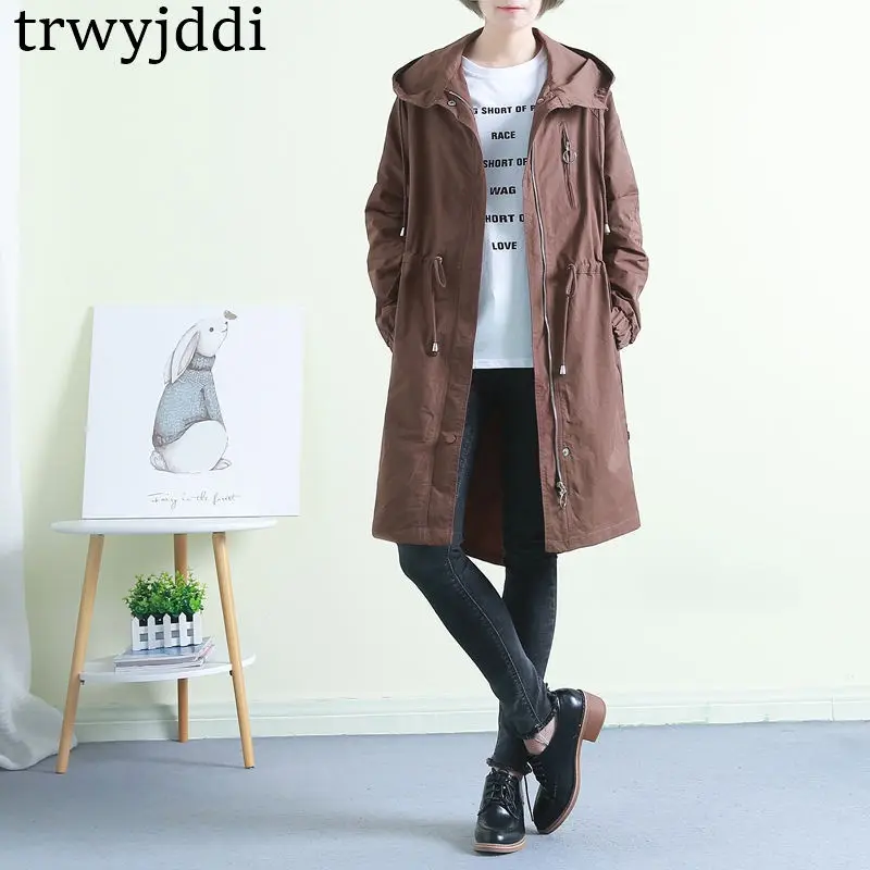 Automne Coupe caramel 2018 Manteau Taille vent Lâche N158 À Coréenne Vestes Survêtement Printemps Nouvelles blue Capuchon Solide Femmes D'hiver black Long De Beige BqZwBCz