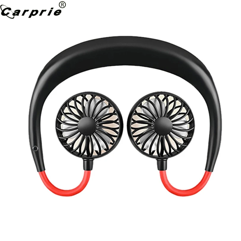 

CARPRIE Portable USB Rechargeable Sports Neckband Cool Fan Lazy Neck Hanging Style Dual Cooling Fan for Summer 90508