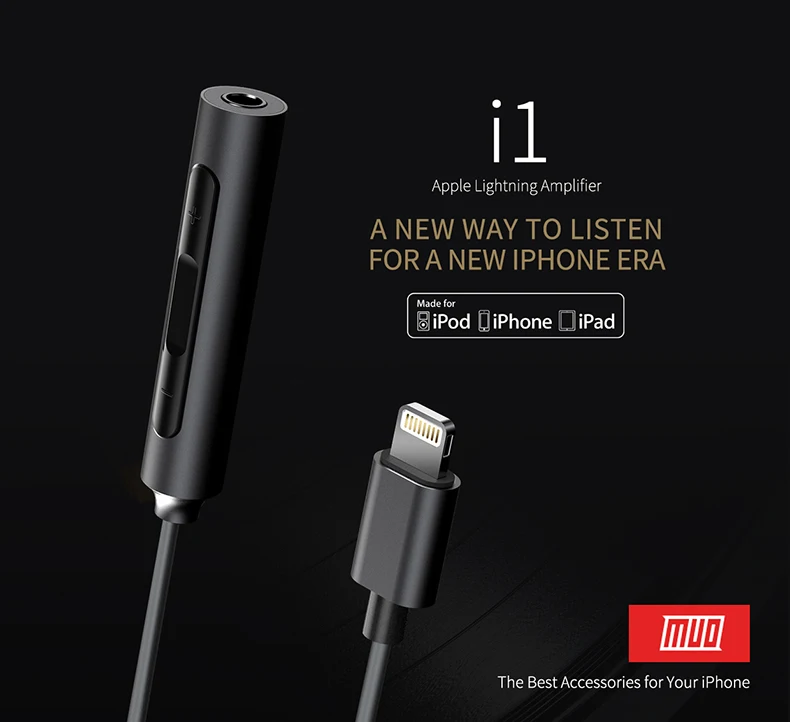 Усилитель FiiO DAC i1 80 см/7 см для Apple для iPhone MFI FiiO 3,5 мм для наушников lightning dac улучшает качество звука кабель