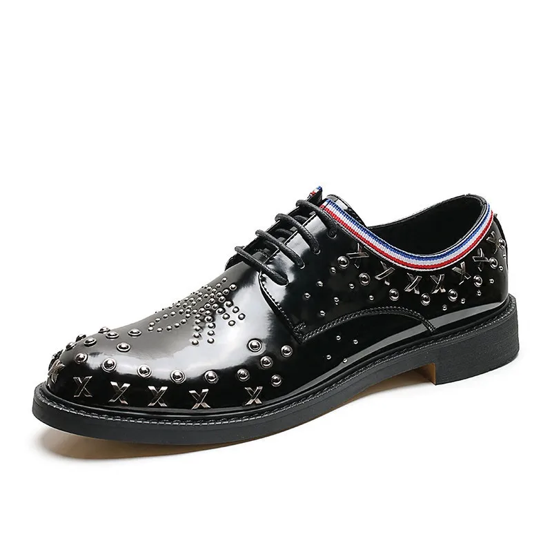 Luxe Rétro 2018 Robe Mariage Métal Bal Abeilles Chaussures Mâle De Designer Sapato Zapatos 01 Sociale Hommes Rivet Richelieus En 5AR3L4j